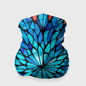 Бандана-труба 3D с принтом Голубой витражный цветок , 100% полиэстер, ткань с особыми свойствами — Activecool | плотность 150‒180 г/м2; хорошо тянется, но сохраняет форму | 