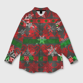 Мужская рубашка oversize 3D с принтом Рождественские узоры ёлки и снежинки в Белгороде,  |  | 