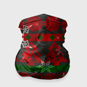 Бандана-труба 3D с принтом Рождественские узоры ёлки и снежинки в Белгороде, 100% полиэстер, ткань с особыми свойствами — Activecool | плотность 150‒180 г/м2; хорошо тянется, но сохраняет форму | 