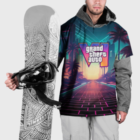 Накидка на куртку 3D с принтом GTA 6 night city logo , 100% полиэстер |  | Тематика изображения на принте: 