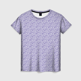 Женская футболка 3D с принтом Светло сиреневый паттерн кружочки , 100% полиэфир ( синтетическое хлопкоподобное полотно) | прямой крой, круглый вырез горловины, длина до линии бедер | Тематика изображения на принте: 