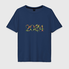 Мужская футболка хлопок Oversize с принтом 2024 год дракона символ в Тюмени, 100% хлопок | свободный крой, круглый ворот, “спинка” длиннее передней части | 