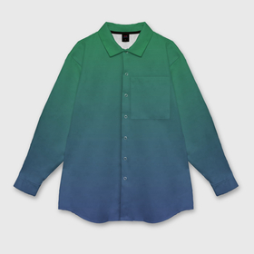 Мужская рубашка oversize 3D с принтом Темно зеленый и синий градиент в Кировске,  |  | 