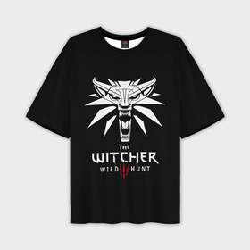 Мужская футболка oversize 3D с принтом The Witcher белое лого гейм в Курске,  |  | 