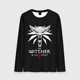 Мужской лонгслив 3D с принтом The Witcher белое лого гейм в Петрозаводске, 100% полиэстер | длинные рукава, круглый вырез горловины, полуприлегающий силуэт | Тематика изображения на принте: 