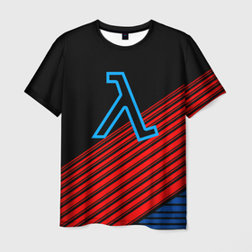 Мужская футболка 3D с принтом Half life stripes freeman в Кировске, 100% полиэфир | прямой крой, круглый вырез горловины, длина до линии бедер | Тематика изображения на принте: 