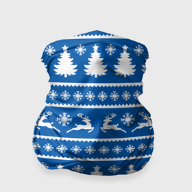 Бандана-труба 3D с принтом Синий свитер с новогодними оленями в Екатеринбурге, 100% полиэстер, ткань с особыми свойствами — Activecool | плотность 150‒180 г/м2; хорошо тянется, но сохраняет форму | 