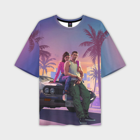 Мужская футболка oversize 3D с принтом GTA 6 Люсия и Джейсен в Санкт-Петербурге,  |  | Тематика изображения на принте: 