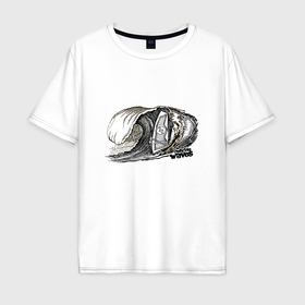 Мужская футболка хлопок Oversize с принтом Ws bigwave в Новосибирске, 100% хлопок | свободный крой, круглый ворот, “спинка” длиннее передней части | 
