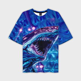 Мужская футболка oversize 3D с принтом Фиолетовая акула в Тюмени,  |  | 