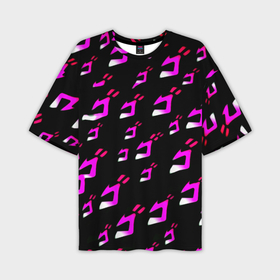 Мужская футболка oversize 3D с принтом JoJos Bizarre neon pattern logo в Белгороде,  |  | Тематика изображения на принте: 