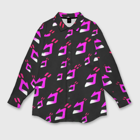 Мужская рубашка oversize 3D с принтом JoJos Bizarre neon pattern logo в Белгороде,  |  | Тематика изображения на принте: 