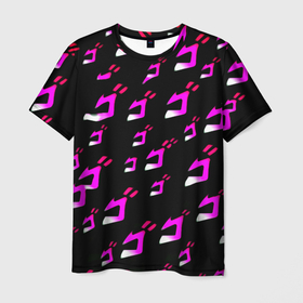 Мужская футболка 3D с принтом JoJos Bizarre neon pattern logo в Белгороде, 100% полиэфир | прямой крой, круглый вырез горловины, длина до линии бедер | Тематика изображения на принте: 