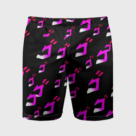 Мужские шорты спортивные с принтом JoJos Bizarre neon pattern logo в Белгороде,  |  | Тематика изображения на принте: 