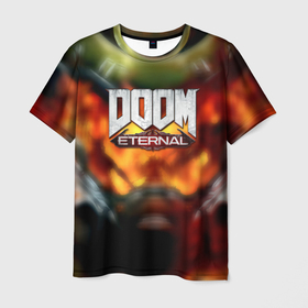 Мужская футболка 3D с принтом Doom eternal games , 100% полиэфир | прямой крой, круглый вырез горловины, длина до линии бедер | 