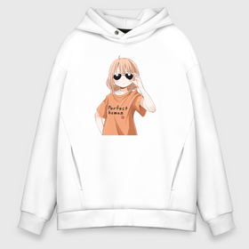 Мужское худи Oversize хлопок с принтом Крутая в очках в Ухте, френч-терри — 70% хлопок, 30% полиэстер. Мягкий теплый начес внутри —100% хлопок | боковые карманы, эластичные манжеты и нижняя кромка, капюшон на магнитной кнопке | 