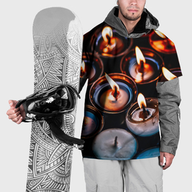 Накидка на куртку 3D с принтом Новогодние горящие свечи , 100% полиэстер |  | 