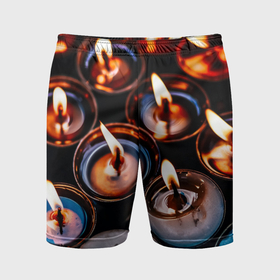 Мужские шорты спортивные с принтом Новогодние горящие свечи ,  |  | 
