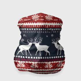 Бандана-труба 3D с принтом Олени белые и красные свитер новогодний в Екатеринбурге, 100% полиэстер, ткань с особыми свойствами — Activecool | плотность 150‒180 г/м2; хорошо тянется, но сохраняет форму | 