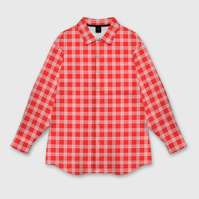 Мужская рубашка oversize 3D с принтом Красно белый клетчатый в Санкт-Петербурге,  |  | 