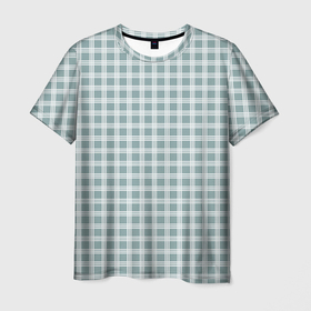 Мужская футболка 3D с принтом Серо зелёный клетчатый в Санкт-Петербурге, 100% полиэфир | прямой крой, круглый вырез горловины, длина до линии бедер | Тематика изображения на принте: 