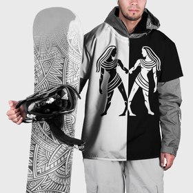 Накидка на куртку 3D с принтом Близнецы чёрно белое в Кировске, 100% полиэстер |  | Тематика изображения на принте: 