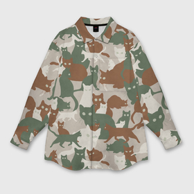 Мужская рубашка oversize 3D с принтом Кошки   камуфляж в Тюмени,  |  | 