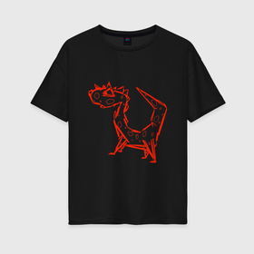 Женская футболка хлопок Oversize с принтом Драко красный в Курске, 100% хлопок | свободный крой, круглый ворот, спущенный рукав, длина до линии бедер
 | 
