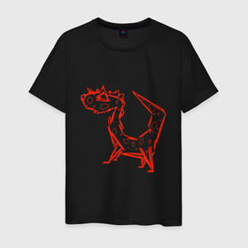 Мужская футболка хлопок с принтом Драко красный в Екатеринбурге, 100% хлопок | прямой крой, круглый вырез горловины, длина до линии бедер, слегка спущенное плечо. | 