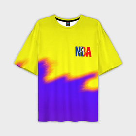 Мужская футболка oversize 3D с принтом НБА баскетбол краски неоновые желтые ,  |  | 