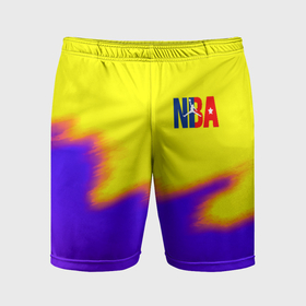 Мужские шорты спортивные с принтом НБА баскетбол краски неоновые желтые в Белгороде,  |  | 