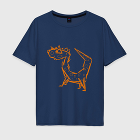 Мужская футболка хлопок Oversize с принтом Драко оранжевый в Екатеринбурге, 100% хлопок | свободный крой, круглый ворот, “спинка” длиннее передней части | 