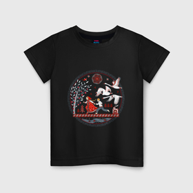 Детская футболка хлопок с принтом Сказка Гуси   лебеди в Петрозаводске, 100% хлопок | круглый вырез горловины, полуприлегающий силуэт, длина до линии бедер | Тематика изображения на принте: 