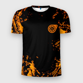 Мужская футболка 3D Slim с принтом Half life orange splash city 17 в Белгороде, 100% полиэстер с улучшенными характеристиками | приталенный силуэт, круглая горловина, широкие плечи, сужается к линии бедра | 