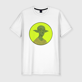 Мужская футболка хлопок Slim с принтом Инопланетянин Иван в Новосибирске, 92% хлопок, 8% лайкра | приталенный силуэт, круглый вырез ворота, длина до линии бедра, короткий рукав | 