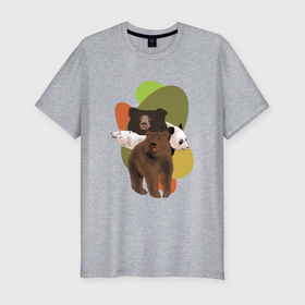 Мужская футболка хлопок Slim с принтом Разновидности медведей в Курске, 92% хлопок, 8% лайкра | приталенный силуэт, круглый вырез ворота, длина до линии бедра, короткий рукав | 