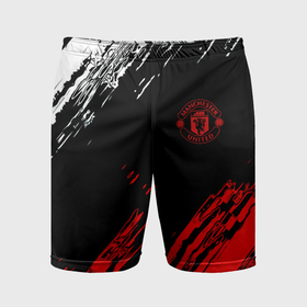 Мужские шорты спортивные с принтом ФК Манчестер Юнайтед спортивные краски в Екатеринбурге,  |  | 