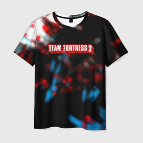 Мужская футболка 3D с принтом Team Fortress 2 краски блюр гейм в Курске, 100% полиэфир | прямой крой, круглый вырез горловины, длина до линии бедер | 
