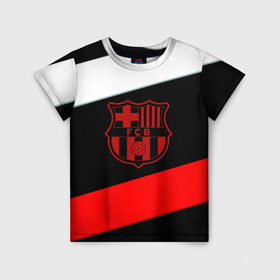 Детская футболка 3D с принтом Barcelona stripes sport в Екатеринбурге, 100% гипоаллергенный полиэфир | прямой крой, круглый вырез горловины, длина до линии бедер, чуть спущенное плечо, ткань немного тянется | 