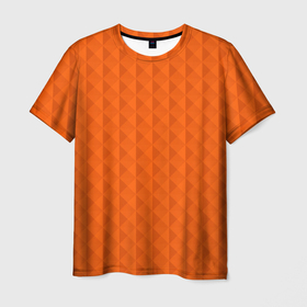Мужская футболка 3D с принтом Объёмные пирамиды сочный апельсиновый в Екатеринбурге, 100% полиэфир | прямой крой, круглый вырез горловины, длина до линии бедер | 