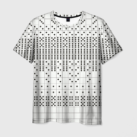 Мужская футболка 3D с принтом Домино, чёрные точки на белом   текстура в Кировске, 100% полиэфир | прямой крой, круглый вырез горловины, длина до линии бедер | 