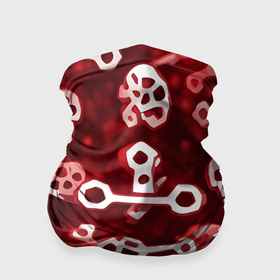 Бандана-труба 3D с принтом Белые черепки и кости на красном фоне в Петрозаводске, 100% полиэстер, ткань с особыми свойствами — Activecool | плотность 150‒180 г/м2; хорошо тянется, но сохраняет форму | 