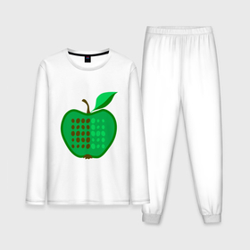 Мужская пижама с лонгсливом хлопок с принтом Зеленое яблоко в Санкт-Петербурге,  |  | Тематика изображения на принте: 