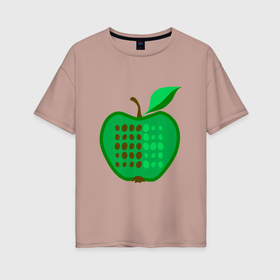 Женская футболка хлопок Oversize с принтом Зеленое яблоко в Кировске, 100% хлопок | свободный крой, круглый ворот, спущенный рукав, длина до линии бедер
 | 