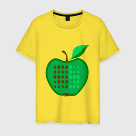 Мужская футболка хлопок с принтом Зеленое яблоко в Санкт-Петербурге, 100% хлопок | прямой крой, круглый вырез горловины, длина до линии бедер, слегка спущенное плечо. | Тематика изображения на принте: 