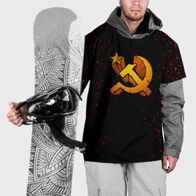 Накидка на куртку 3D с принтом Серп и молот СССР краски в Екатеринбурге, 100% полиэстер |  | Тематика изображения на принте: 