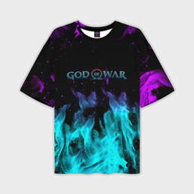 Мужская футболка oversize 3D с принтом God of war неоновый шторм ,  |  | 
