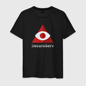 Мужская футболка хлопок с принтом SecuroServ   private security organization в Екатеринбурге, 100% хлопок | прямой крой, круглый вырез горловины, длина до линии бедер, слегка спущенное плечо. | 