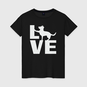 Женская футболка хлопок с принтом Dog love в Тюмени, 100% хлопок | прямой крой, круглый вырез горловины, длина до линии бедер, слегка спущенное плечо | 