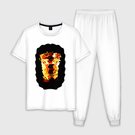 Мужская пижама хлопок с принтом Стакан масла в Екатеринбурге, 100% хлопок | брюки и футболка прямого кроя, без карманов, на брюках мягкая резинка на поясе и по низу штанин
 | 